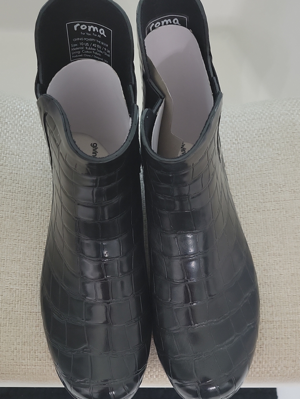 Roma Black Croc-Embossed Ankle Booties
